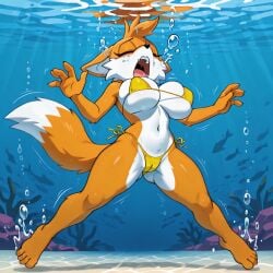 1girls ai_generated crossgender drowning female fox miles_prower peril sega sexfightfun snuff solo sonic_(series) sonic_the_hedgehog_(series) tails_the_fox tailsko underwater underwater_peril