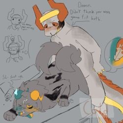 1:1 2_penises 2_tails accessory anal anal_sex anthro ass_up bed blood blush bodily_fluids bruised bruised_eye bruised_face canid canine canis claws coil_(phighting) cold-not-found cracked_horn cum cum_on_face demon domestic_dog duo from_behind_position furniture genital_fluids genitals headband heart_symbol hi_res horn inphernal internal lube_bottle male male/male mammal multi_genitalia multi_penis multi_tail nosebleed on_bed penetration penis phighting platform_standing_doggystyle rear_admiral_position reptile roblox roblox_game robloxian scalie sex shut_up snake standing_doggystyle steampunk_(phighting) tail thought_bubble tongue tongue_out