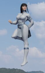 1girls 3d 3d_(artwork) alien alien_girl amazon_prime angry angry_expression angry_face arm_up asian asian_female ass bangs big_ass black_eyes black_hair bodysuit clothed clothing curvaceous curvy curvy_figure eyelashes eyeliner female female_only femvincible fist fists_clenched flying furrowed_brow furrowed_eyebrows gritted_teeth hi_res highres hourglass_figure invincible invincible_(tv_series) korean korean_female leg_up loincloth looking_at_viewer looking_down lumeartx mark_grayson mountain muscular_female outdoors outside rule_63 sidelocks skin_tight skinsuit sky snarling solo thick_thighs toned toned_female viltrum_mark viltrumite viltrumite_uniform