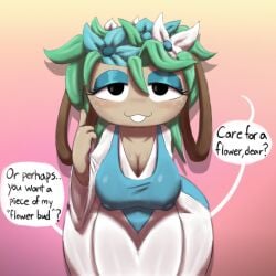 bassie_(dandy's_world) blue_eyeshadow blushcrunch_studio breasts cleavage cleavage_window dandy's_world dandys_world flowers sillytypefella suggestive tagme