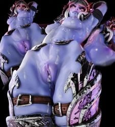 cosplay overwatch overwatch_2 purple_body purple_skin pussy pussy_juice red_eyes spekospeko sylvanas_windrunner warcraft widowmaker world_of_warcraft