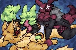 anthro anthrofied arm_grab artificer_(rain_world) autumn_cobalt_lucke balls_deep big_breasts blush blush_lines bodily_fluids breasts burn_scar closed_eyes clothed clothed_sex clothing cowgirl_position deep_kiss dewlap_(anatomy) dominant dominant_female eye_scar facial_scar female ffm_threesome fishnet_clothing fluffy fluffy_tail from_front_position fur fur_collar group leggings legwear male male/female neck_tuft nude on_bottom on_top penetration pinned pinned_to_ground rain_world saint_(rain_world) scaliescum scar sex slugcat submissive submissive_male sweat tail thick_thighs tongue_in_mouth trio tuft vaginal_penetration videocult wide_eyed yellow_body yellow_fur