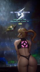 ass big_ass big_butt blonde_female blonde_hair chilling danderfull half_naked light-skinned_female lingerie lingerie_panties metroid samus_aran waiting white_skin