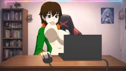 animated artist_self-insert big_breasts big_nipples gif hispanic_virtual_youtuber laptop large_areolae large_breasts rule_63 saliva self_breast_sucking sucking_breasts_meme tomiaf tomiaf_(character) tomiaf_(female) tomiko_(tomiaf) virtual_youtuber vtuber working