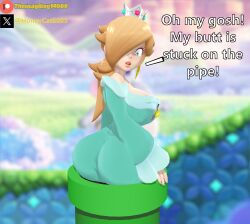 (theusagiboy1406) 1girl, 1girls 3d 3d_(artwork) 3d_model 3d_render aqua_dress ass ass_focus blonde-haired_female blonde_female blonde_hair blonde_hair_female clothed crown curvy curvy_female curvy_figure dress female female_focus female_only girl hair_over_one_eye large_ass large_breasts light-skinned_female light_skin long_hair mario_(series) meetup_in_bellabel_park mikumikudance mmd nintendo outdoors patreon_logo patreon_username pipe princess_rosalina stuck stuck_in_object super_mario_bros. super_mario_bros._wonder super_mario_bros._wonder_+_meetup_in_bellabel_park super_mario_galaxy text thicc thick_ass thick_butt twitter_username warp_pipe x_logo
