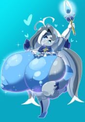 1girls blue_whale_cookie breast_expansion cookie_run cookie_run_ovenbreak female_only heart-shaped_pupils opqhlak