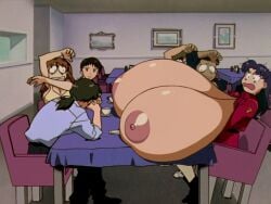 alternate_breast_size asuka_langley_sohryu boobs_bigger_than_body boobs_bigger_than_head breasts breasts_bigger_than_body breasts_on_table breasts_resting_on_table chet_rippo edit edited_screencap gigantic_breasts hyper hyper_breasts kensuke_aida massive_breasts misato_katsuragi neon_genesis_evangelion ryoji_kaji screenshot_edit shinji_ikari shiny_breasts shiny_skin the_tits_of_mio tits_bigger_than_head tits_out toji_suzuhara