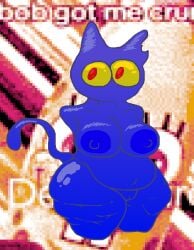 abstract_background alexis_wasilla anthro armless belly big_breasts blue_body blue_nipples breasts collarbone digital_media_(artwork) ear_scar female gelatinous genitals glistening glistening_body goo_creature gradient_body humor leg_markings markings meme microsoft_paint_(artwork) missing_arm mouthless navel nipples noseless organs paint.net_(artwork) pupils red_pupils scar solo stomach tail thick_thighs unnamed_character vulva wrinkles yellow_sclera