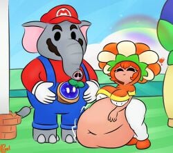 digested digested_prey digestion digestion_noises elephant_mario huge_belly mario mario_(series) poplin same_size_vore soft_vore super_mario_bros._wonder vore vore_belly wonder_seed