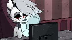 art_style_imitation big_breasts breast_expansion breast_sucking furry hellhound helluva_boss loona_(helluva_boss) otakusedits parody parody_porn screenshot_edit self_breast_sucking sucking_breasts sucking_breasts_meme sucking_nipples wolf_girl