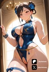 1female ai_generated big_ass big_breasts breasts brown_eyes chun-li colored elegant female flower_in_hair from_front front_view light-skinned_female light_skin long_hair looking_at_viewer novathecreator pussy sexy sexy_body sexy_pose standing street_fighter swimsuit tied_hair uncensored vagina visible_pussy visible_vagina vuvlva