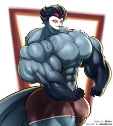 abs alternate_muscle_size besky_(artist) bulge flexing helluva_boss mrmelted muscular_male stolas_(helluva_boss)