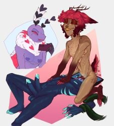 alastor_(hazbin_hotel) blood chest_tuft cuck cunnilingus cuntboy deer_ears exhibitionism facesitting fluffy gay hazbin_hotel hellaverse hooves male multiple_nipple penis period_blood pussy recording restrained tail transgender vagina valentino_(hazbin_hotel) vox_(hazbin_hotel) voyeurism