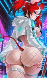 1girls ai_generated animal_ears ass ass_grab ass_support bangs black_hair blue_eyes bodysuit breasts commissions_open corruption earrings female fishnet_pantyhose fishnets from_behind grabbing_own_ass hakos_baelz hololive hololive_english hood huge_ass jacket jewelry large_breasts looking_at_viewer looking_back mouse_ears mouse_girl mouse_tail multicolored_hair nail_polish pasties pink_nails prostitution red_hair self_upload solo streaked_hair tail tail_ornament tgv9173 thigh_strap thong twintails virtual_youtuber white_hair white_jacket