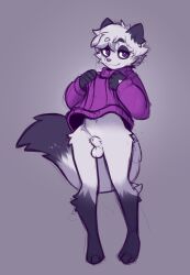 2026 3_toes 5_fingers animal_genitalia anthro balls biped bottomless bottomless_anthro bottomless_male canid canine clothed clothed_anthro clothed_male clothing digital_drawing_(artwork) digital_media_(artwork) dust_(mewgle) feet fingers fox front_view fur genitals hair hi_res looking_at_viewer male mammal mewgle nonbinary_(lore) partially_clothed partially_clothed_anthro partially_clothed_male sheath simple_background smile solo standing tail toes