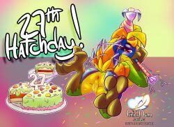 2024 4_toes amazon_parrot anthro anus artist_logo ass avian avian_feet beak beaky_drix_(featherdream) bird birthday birthday_cake blue_body blue_feathers blush brown_beak brown_claws cake chest_tuft claws clothing confetti dark_anus dark_beak dark_claws dessert digital_media_(artwork) digitigrade english_text eyebrows eyelashes feather_hair featherdream feathered_tail feathered_wings feathers feet female finger_claws fluffy fluffy_chest food foot_focus fur genitals green_body green_feathers hat hat_only headgear headgear_only headwear headwear_only hi_res logo looking_at_viewer looking_back looking_back_at_viewer lying monotone_anus monotone_beak mostly_nude multicolored_body multicolored_feathers multicolored_tail neotropical_parrot nude on_front orange-winged_parrot orange_anus orange_body orange_feathers orange_tail orange_wings parrot party_hat presenting presenting_hindquarters presenting_vulva pseudo_hair purple_eyes rear_view simple_background solo tail tail_motion tailwag talons text toe_claws toes true_parrot tuft vulva wings yellow_body yellow_feathers
