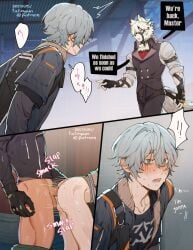 anal anal_sex ass balls black_gloves blush brothums clothed clothing gay gloves lighter_(zenless_zone_zero) male male_focus male_only pants pants_down penetration penis penis_in_ass shir standing standing_sex stuck stuck_in_wall submissive submissive_male von_lycaon wise_(zenless_zone_zero) yaoi zenless_zone_zero