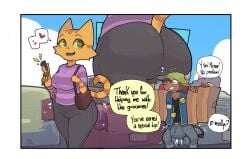 2026 absurd_res anthro asking asking_another ass bag baseball_cap belt belt_buckle big_breasts big_bulge big_butt big_ears big_eyes big_iris biped bite biting_lip black_bottomwear black_clothing black_eyebrows black_eyes black_heart black_pants black_shirt black_t-shirt black_tail_tuft black_topwear blue_sky bolt_emanata border bottomwear bovid bovine breasts brown_belt brown_body brown_fur brown_hair brown_nose brown_tail bubble_butt buckle bulge car cattle cheek_tuft clenched_teeth clothed clothed_anthro clothed_female clothed_male clothing cloud container controller cumbread curved_eyebrows curved_horn cutaway day denim denim_bottomwear denim_clothing detailed_background dialogue digital_drawing_(artwork) digital_media_(artwork) domestic_cat duo emanata english_honorific english_text erection erection_under_clothing eyebrows eyelashes facial_markings facial_piercing facial_tuft fangs felid feline felis female fran_(litterbox_comics) fully_clothed fully_clothed_anthro fully_clothed_female fully_clothed_male fur fur_tuft furgonomic_bottomwear furgonomic_headwear furgonomics glistening glistening_bottomwear glistening_clothing glistening_eyes glistening_pants green_baseball_cap green_clothing green_eyes green_hat green_headwear green_sclera green_speech_bubble groceries grocery_bag hair hair_over_eye handbag hat head_markings headgear headwear heart_symbol hi_res holding_bag holding_controller holding_groceries holding_handbag holding_object holding_remote_control honorific horn huge_bulge humanoid_hands iris jeans light_body light_fur light_hair litterbox_comics long_eyelashes looking_at_another looking_at_another's_butt looking_at_butt male mammal markings mature_anthro mature_female milk_container motion_lines motion_outline neck_tuft nose_piercing nose_ring open_clothing open_mouth open_smile open_topwear open_vest orange_body orange_ears orange_fur orange_tail outside pants pattern_clothing pattern_shirt pattern_t-shirt pattern_topwear piercing pink_heart pink_nose pink_tongue pointy_ears prick_ears purple_clothing purple_shirt purple_t-shirt purple_topwear question remote_control ring_piercing shirt short_hair signature sky smile snout speech_bubble standing striped_arms striped_body striped_clothing striped_face striped_fur striped_markings striped_shirt striped_t-shirt striped_tail striped_topwear stripes stuttering t-shirt tabby_cat tail tail_markings tail_tuft talking_to_another teeth text thick_thighs three-quarter_view tongue topwear tuft vehicle vest walking white_border white_clouds white_heart white_horn white_sclera white_speech_bubble wide_eyed wide_hips wide_stance