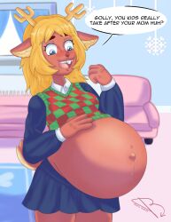 aged_up aged_up_female anthro anthro_female anthro_only deltarune noelle_holiday penciljunkie pregnant pregnant_anthro pregnant_belly reindeer solo solo_female solo_focus