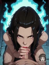 1boy ai_generated ai_video alberist angry angry_face angry_sex avatar_the_last_airbender azula black_hair blue_fire brown_eyes chinese_clothes completely_nude deepthroat fellatio female fire kneeling large_penis looking_at_viewer messy_hair oral oral_sex pov sidelocks small_breasts tagme thick_lips video zoom_in