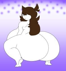 1girls ass ass_focus barefoot brown_hair completely_nude completely_nude_female female female_only full_body huge_ass jaiden jaiden_animations long_hair naked naked_female nude nude_female rear_view smile solo solo_female squatting wonder3077
