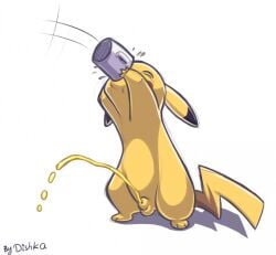 animal_genitalia balls beverage bodily_fluids coffee coffee_mug dishka drinking fur generation_1_pokemon genital_fluids genitals male nintendo peeing pikachu pokemon pokemon_(species) sheath simple_background solo standing tail urine watersports white_background yellow_balls yellow_body yellow_fur