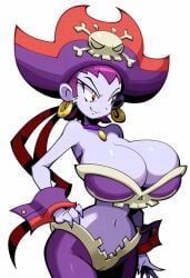 1girls ai_generated bare_shoulders big_breasts breasts cleavage clothed clothes clothing earrings eyebrows eyelashes female female_only front_view giant_breasts hips hoop_earrings huge_breasts human human_only large_breasts navel pants pirate pirate_hat pov purple_body purple_skin red_eyes risky_boots sea shantae ship skull solo solo_female thick thick_thighs thighs tube_top tubetop wide_eyed wide_hips