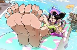 1boy 2026 3girls anger_symbol anger_vein angry barefoot big_feet big_man_(splatoon) big_man_(splatoon_raiders) black_hair black_hair_female blue_hair blue_hair_female callie_(beta)_(summer_nights) callie_(splatoon) cephalopod cephalopod_humanoid dark-skinned_female dark_skin deep_cut_(splatoon) dipstick_fingers dipstick_toes fair_skin fair_skinned_female fangs feet feet_fetish feet_focus female female_focus foot_fetish foot_focus frye_(splatoon) frye_(splatoon_raiders) goggles goggles_on_head golden_eyes hair_ornament hi_res high_resolution highres inflatable_chair inkling inkling_girl long_ears long_eyelashes male manta_ray meaty_soles mole mole_under_eye mostlyfunstuff nintendo octoling octoling_girl peach_skin pina_colada pink_highlights pointed_ears pointy_ears purple_highlights relaxing shiver_(splatoon) shiver_(splatoon_raiders) smile smiling smiling_at_viewer soles soles_female soles_fetish splatfest splatoon splatoon_(series) splatoon_3 splatoon_raiders star-shaped_pupils summer summer_nights_splatfest swimsuit tentacle_hair toes toes_spread wink winking winking_at_viewer yacht yellow_eyes yellow_eyes_female yellow_hair yellow_hair_female