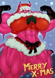 abs alternate_muscle_size christmas demon_girl helluva_boss mrmelted muscular_female santa_hat verosika_mayday_(helluva_boss)