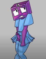 animate_inanimate boxten_(dandy's_world) crossdressing dandy's_world dandys_world dick dickout femboy male male_only object_head purple_body roblox skirt solo tagme