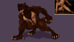 absurd_res animal_genitalia anthro balls beastman_mike beastmanmike canid canine claws fangs genitals hi_res lancethewereyena male mammal muscular muscular_male mythological_canine mythological_creature mythology nude penis penis_tip reference_image sheath solo tail teeth tongue tongue_out werecanid werecanine werecreature werewolf