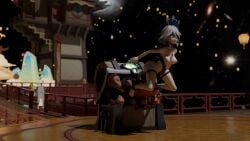 1girl chest feet furina_(genshin_impact) game_cg genshin_impact mimic mimic_chest tentacle tentacle_sex