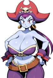 1girls ai ai_generated bare_shoulders big_breasts breasts cleavage clothed clothes clothing earrings eyebrows eyelashes facing_viewer female female_only front_view giant_breasts hips hoop_earrings huge_breasts human human_only large_breasts looking_at_viewer navel pants pirate pirate_hat pov purple_body purple_skin red_eyes risky_boots sea shantae ship skull solo solo_female thick thick_thighs thighs tube_top tubetop wide_eyed wide_hips