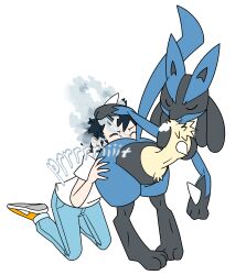 anthro anthro_on_human domination face_fart face_farting fart fart_fetish farting farting_in_face furry holding_head jackal jackel lucario male pokémon_(species) pokemon pokemon_(species) pokephilia sigh white_background