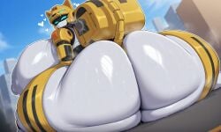 2026 ai_generated ass_focus black_body blue_eyes cheetah_girl city closed_eyes giantess happy hyper_ass hyper_breasts looking_back mecha metal_cardbot musk_clouds nipples orange_body outdoors segmented_tail sideboob sky sweaty sweaty_body sweaty_breasts sweaty_butt tachi_(metal_cardbot) tachy_(metal_cardbot) tail visor_eyes white_body yellow_body