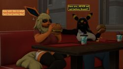 bbw big_breasts breasts cleavage eeveelution female flareon furry huge_breasts kingofthekabuto overweight pokemon pokemon_(species) queenofthekabuto tagme thick_thighs umbreon wide_hips