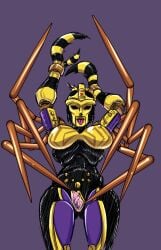 1girls alien alien_girl beast_wars big_breasts black_eyes blackarachnia breasts busty dzk female female_only pink_pussy pink_vagina purple_background pussy robot robot_girl robot_humanoid solo solo_female spider_legs spread_pussy tongue tongue_out transformers vagina