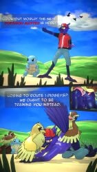 2026 3d_(artwork) 4k 9:16 absurd_res anal anal_sex animal_genitalia animal_penis anthro anus aquinas_audax ass avian backpack balls being_watched belt bird blender_(artwork) blender_eevee_(artwork) bodily_fluids bottomwear bottomwear_down clothed clothing cloud cum cum_in_ass cum_inside dialogue dialogue_box digital_media_(artwork) electronics english_text eyewear feathers feet feral foot_fetish foot_in_mouth foot_suck game_boy game_boy_console game_boy_family game_console generation_1_pokemon genital_fluids genitals glasses grass group hat headgear headwear hi_res humanoid_genitalia humanoid_penis instant_loss_2koma interspecies looking_at_another male male/male male_penetrated male_penetrating male_penetrating_male nintendo open_mouth pants pants_down partially_clothed penetration penis pidgey plant pokeball pokemon pokemon_(species) pokephilia purple_body role_reversal sex shiny_pokemon shorts squirtle sucking tail tail_feathers talon_fetish text trio yellow_eyes