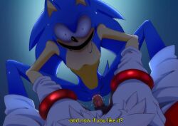 2boys anthro anthro_on_anthro anthro_only blue_body cum cum_drip cum_in_pussy cuntboy cuntboy/male cuntboy_penetrated english_text first_person_view furry gay genital_fluids hedgehog hedgehog_humanoid male male_penetrating penis penis_in_pussy pussy rewrite_(sonic.exe) riding_penis sonic.exe_(series) tagme text two-tone_body vaginal_penetration