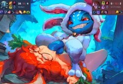 1girls ai_generated ass aurora_(league_of_legends) big_penis bigger_female bunny_ears bunny_girl carrot child_bearing_hips cottontail_fizz curvaceous curvaceous_ass curvaceous_body curvaceous_female curvaceous_figure curvaceous_hips curvaceous_thighs curvy curvy_body curvy_female curvy_figure curvy_hips curvy_thighs dominant_male domination evil_grin feet female female_focus fizz_(lol) fog gameplay_mechanics glasses large_penis league_of_legends penis red_eyes riot_games saliva sharp_teeth sitting sitting_on_person small_dom_big_sub smaller_male stepped_on submissive_female testicles thick thick_hips thick_legs thick_penis vastaya waifu