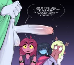 2026 absurd_res anthro balls bovid caprine comic darkner deer deltarune english_text felixf female femboy genitals goat group hi_res human kris_(deltarune) male male/female male_focus mammal noelle_holiday penis penis_focus ralsei reptile scalie susie_(deltarune) text trio undertale_(series)