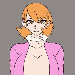 animated animated_gif atlus bouncing_breasts brown_hair choker cleavage eye_contact gif huge_breasts large_breasts looking_at_viewer persona persona_3 pov slushiebest yukari_takeba