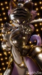 3d_(artwork) anthro armor ass biped blaze_the_cat breasts clothed clothing digital_media_(artwork) dividebyezer0 dividebyzero domestic_cat eyelashes felid feline felis female fur furry hair headgear helmet hi_res holding_object holding_weapon knight lips looking_at_viewer mammal melee_weapon multicolored_body pubes pupils purple_body purple_fur purple_skin sega sir_percival_(sonic_and_the_black_knight) solo sonic_(series) sonic_and_the_black_knight sonic_storybook_series sonic_the_hedgehog_(series) sword tail thick_thighs two-tone_body two-tone_fur warrior weapon white_body white_fur white_skin yellow_eyes