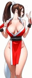 big_breasts cleavage fanning_self fatal_fury hoshino_akarii king_of_fighters mai_shiranui sweat tagme waving