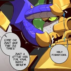 bukkake bukkake_progression chastisedhorns deep_bite_(metal_cardbot) diphallia diphallism double_penis dripping_precum duo_penis embarassed_male english_text gay glober_(metal_cardbot) imminent_bukkake imminent_gay_sex imminent_oral male/male male_focus male_only male_pov metal_cardbot precum precum_drip robot robot_dick robot_penis scared_expression scared_male