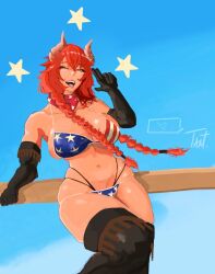 1girls 2026 alluring american_flag_bikini big_breasts bikini blue_sky breasts color colored cowgirl curvaceous curvaceous_body curvaceous_female curvaceous_figure curvaceous_hips curvy curvy_body curvy_female curvy_figure curvy_hips dragon_girl dragon_horns enticing female flag flag_bikini gloves hips horns hourglass_figure huge_breasts large_breasts light-skinned_female light_skin long_gloves looking_at_viewer massive_breasts pinup red_hair seducing seductive seductive_look sky solo solo_female teasing teasing_viewer temptation tempting tempting_viewer thick thick_breasts thick_hips thick_thighs thigh_highs thighs tsamansfw_ twitch twitch.tv virtual_youtuber voluptuous voluptuous_female vtuber wide_hips zentreya zentreya_(cowboy_bikini)