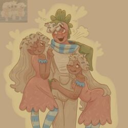 1boy 2girls before_sex clothing dandy's_world ginger_(dandy's_world) hard_cock sprout_(dandy's_world) straight tenderapple threesome