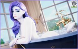 bath bathing bathroom bathtub big_ass humanized my_little_pony purple_hair rarity_(mlp) slymyguy solo solo_female tagme white_body white_skin