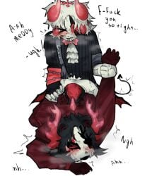 >_< american_mythology anal anal_sex anthro anthro_penetrated antlers arm_scar ass belt blush blush_lines bodily_fluids bone bow_tie butt_grab closed_eyes clothing cracked_skull cravat cross cum cum_in_ass cum_inside demon duo english_text eye_patch eyewear facial_horn facial_scar flower from_behind_position genital_fluids gloves hand_on_butt hand_scar handwear hi_res holding_wrist horn humanoid humanoid_on_anthro humanoid_penetrating humanoid_penetrating_anthro indigenous_north_american_mythology inphernal inverted_cross male male/male male_penetrated male_penetrating male_penetrating_male medkit_(phighting) moan moaning_name mythology north_american_mythology obscured_penetration penetration phighting plant profanity repost roblox roblox_game robloxian rose_(flower) scar sex shirt skull skull_head spade_tail subspace_(phighting) subspace_tripmine_(phighting) sweat tail text topwear unusual_wing_placement vampire waist_wings wendigo zhenyatwixov