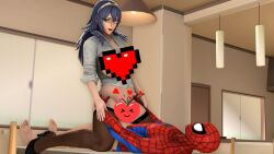 3d anal anal_sex artist_request censored crossover eastern_and_western_character female fire_emblem fire_emblem_awakening lucina_(fire_emblem) marvel marvel_comics nintendo source_request spider-man spider-man_(series) straight_hair uncensor_request